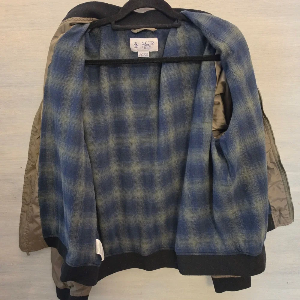 Penguin by Munsingwear Olive Green Bomber Track Jacket Size XL Good Condition‎